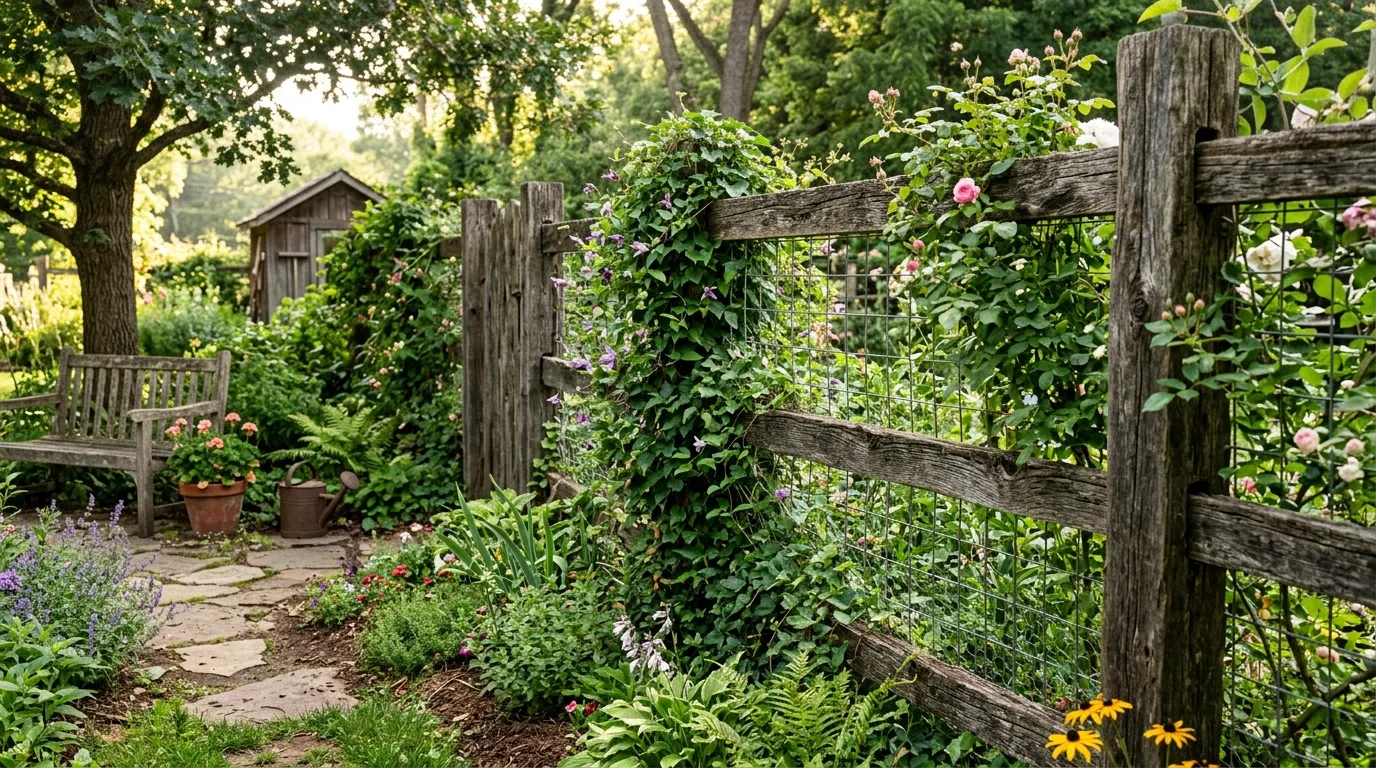 Tall Wood Post Wire Fence